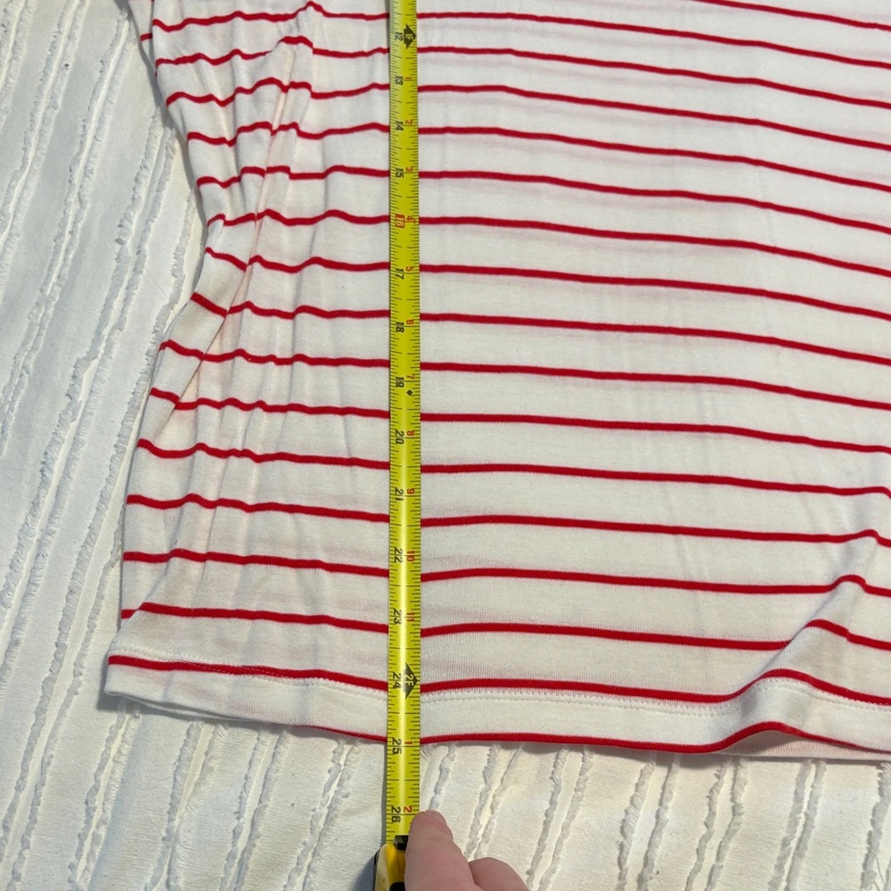 Cabi Red Striped V-Neck Cookout Tee #640 - Picture 7 of 11